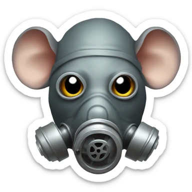 Head of a rat with a cloth, baggy gas mask  sticker
