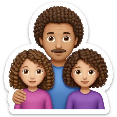 Brown dad with his two daughtersbone who is 5 and has curly hair and one who isn3 who has curly hair mixed race sticker