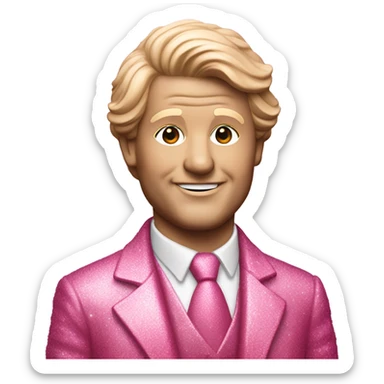 Pink ombre statue of Ted Rosevelt with glitter and trees sticker