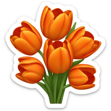 A bouquet of orange ombré tulips sticker