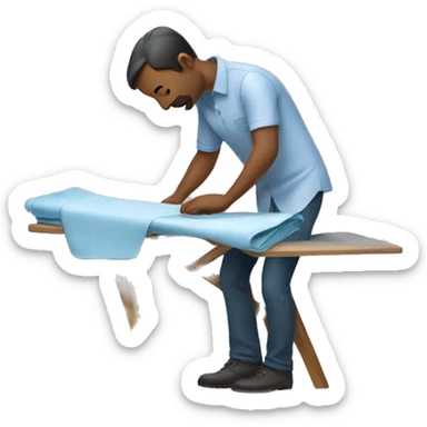 men ironing a shirt sticker