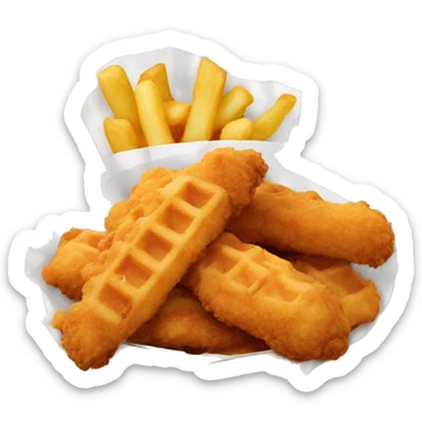Fried chicken nuggets and waffle french fries sticker