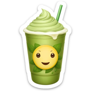 Iced matcha latte in a yellow cup sticker