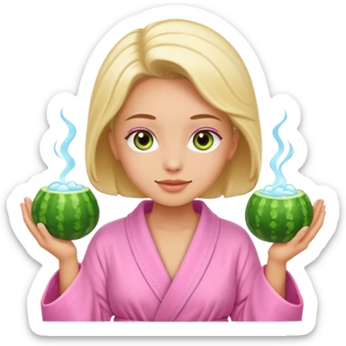 🧖‍♀️this with cucumber eyeys at a spa and a pink robe sticker