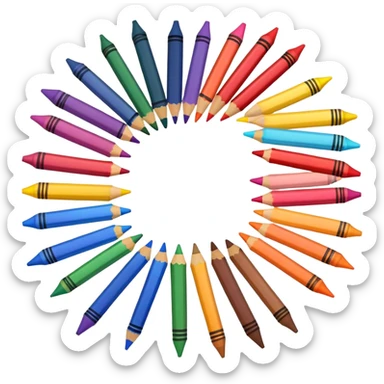 Colorful crayons in a bundle sticker
