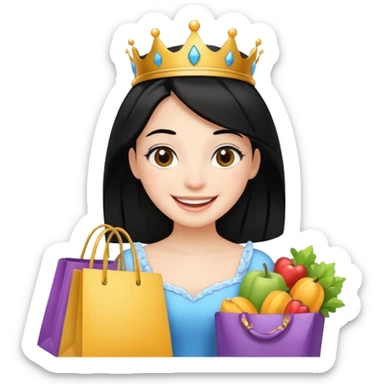 zadowlona czarnowłosa ksiezniczka jest zadowolona z zakupami sticker