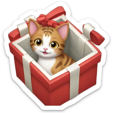 cat in gift box sticker