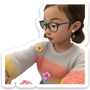 dreamy girl with flower earrings sticker