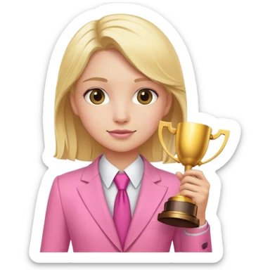 Blond girl pink suit trophy sticker