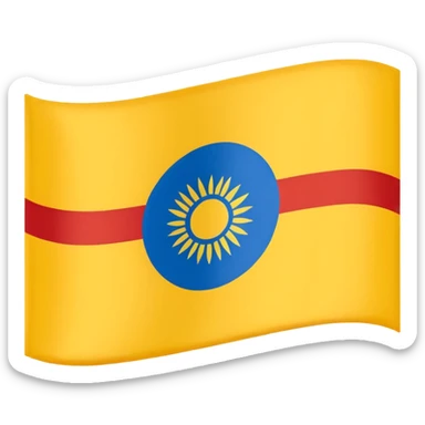 flag of the Republic of Buryatia, horizontal tricolor with blue, white, and yellow stripes, and a yellow soyombo symbol in the upper left sticker
