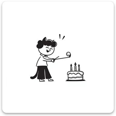 happy cat playing golf on his birthday sticker