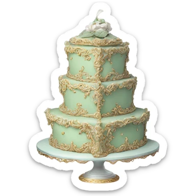 highly detailed sage rococo cake sticker