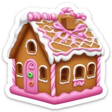 Gingerbread house with a pink bow  sticker