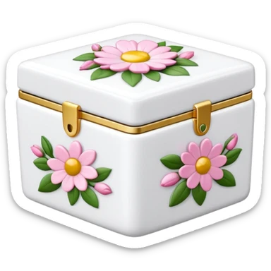 pink and white porcelain box with flowers  sticker