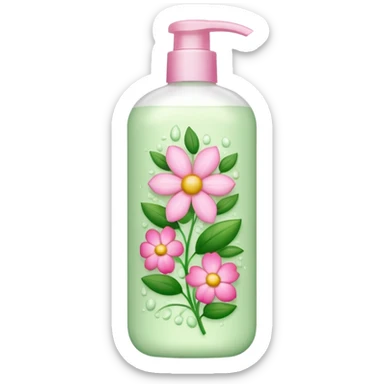 light green and pink floral shampoo sticker