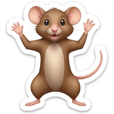 Energetic rat in mid-dance pose with one paw up and joyful expression sticker