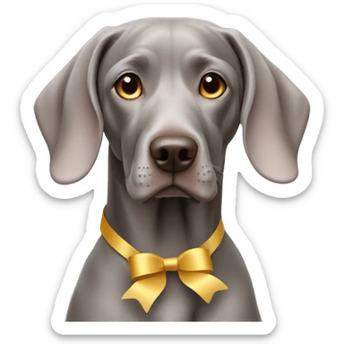 Weimaraner with ribbons on her ears sticker