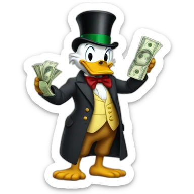 Scrooge McDuck counting money sticker