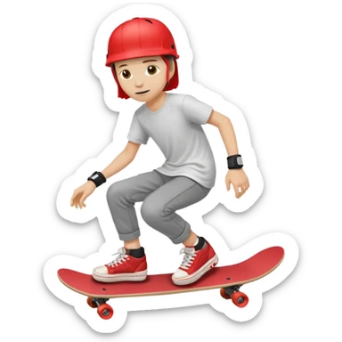 skater with skateboard and red helmet sticker