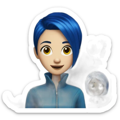 coraline jones blue hair sticker