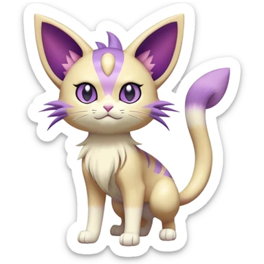 Meowth-Espeon-Skitty-Pokémon-Fakémon-hybrid-creature (full body) sticker