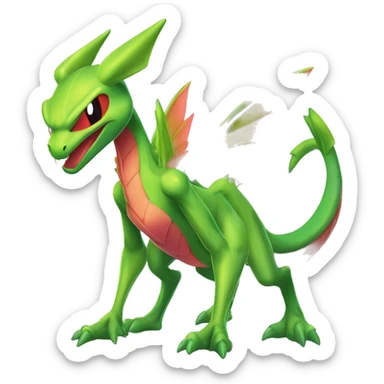 Full body sharp edgy shiny punk colorful Fairy-Flygon-Scyther-grovyle sticker