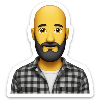 long beard bald yellow black flannel sticker