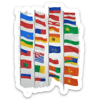 different colored flags sticker