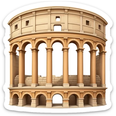 Realistic Pula Arena Landmark Emoji, featuring the grand Roman amphitheater with its large stone arches and well-preserved outer walls. sticker
