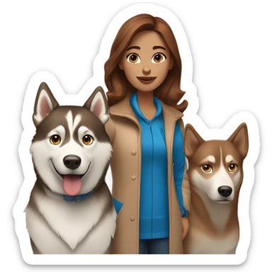 Woman brown hair blue eyes with Husky Copper beige  sticker