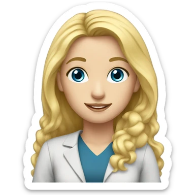 blonde teacher long hair blue eyes sticker