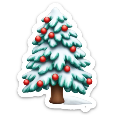 Arbol de navidad nevado con lazos rojos sticker