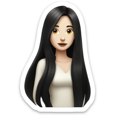 pale girl with long black hair luxury sticker