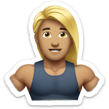 strong asian gold hair personal trainer sticker