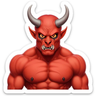 satan head and torso with arms down sticker