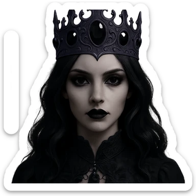 Change the gothic black crown to be made of matte purple metal, with onyx stones and a haunting, sophisticated design. Keep the background transparent. The style should maintain the gothic and elegant look of the original image. sticker
