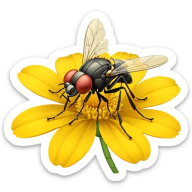
fly on flower sticker