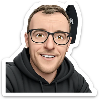 smiling boy in black hoodie sticker