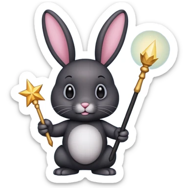 Black bunny with wand  sticker