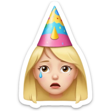 a very upset girl whose bithday has been forgotten sticker