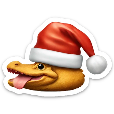 Chicken nugget with Santa hat on a alligator  sticker