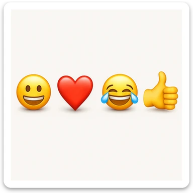 make four emojis on white background with good amount of shadow  sticker