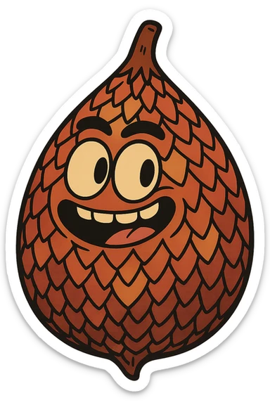 salak fruit, stylized cartoon, exaggerated scaly skin, bright colors, playful, no background sticker