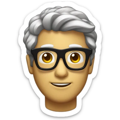 Calvo con perilla y gafas pasta grandes i negras sticker