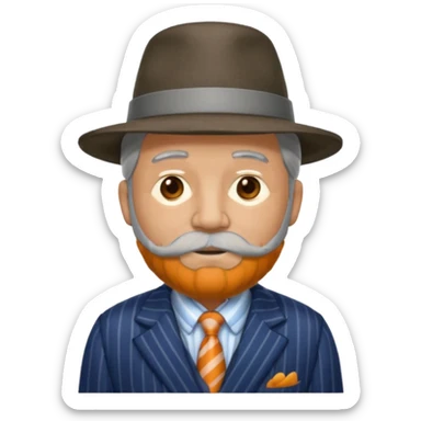 old weighted man with striped suit and felt hat sticker