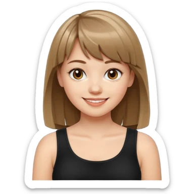 White girl in black top hair length to the tits color very dark blonde/light brown bangs sticker