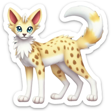 Cute Kawaii Epic Ethereal Sparkly Colorful Sergal-Serval-Vernid full body sticker