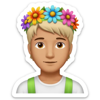 man with flower hair band  sticker
