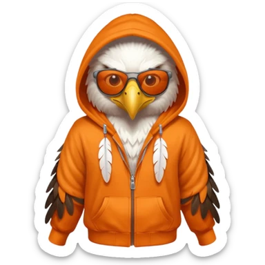 eagle with orange hoodie wearing sunglasses sticker