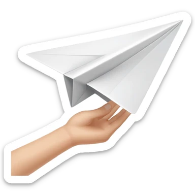 hand throwing a paper airplane, fun and dynamic sticker